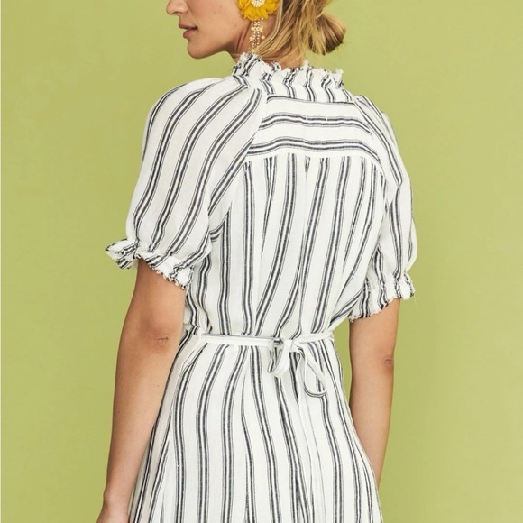 Anthropologie Pilcro Ruffle-Collar Button down Dress, Color: Blue, Size: 10 - Picture 4 of 6